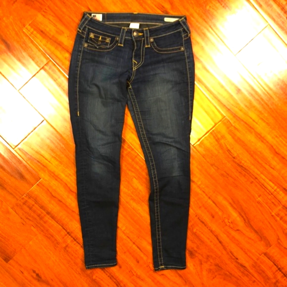 True Religion Serena Skinny Dark Wash Style WCJ-N96CR8 Inseam  29” Size 28